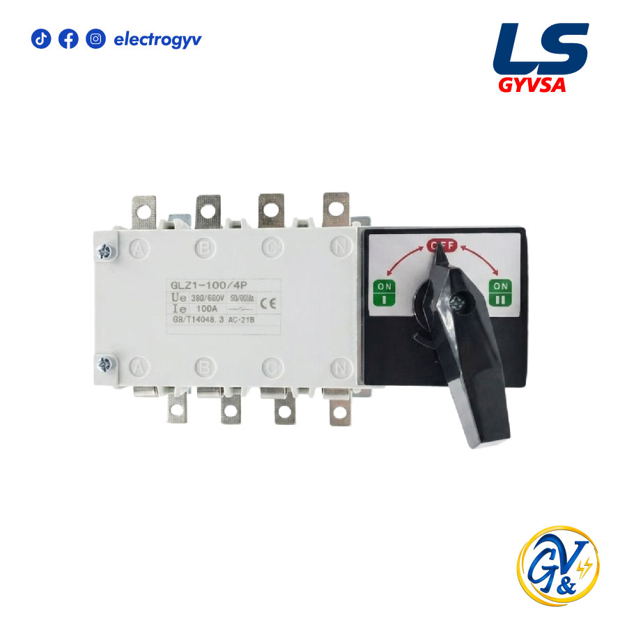 GLZ1-100/4P INTERRUPTOR DE TRANSFERENCIA MANUAL DOBLE, GA 100 A